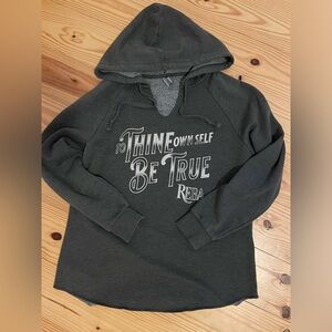Reba McIntyre Concert Merch Hooded Sweatshirt Size Small Gray Drawstring